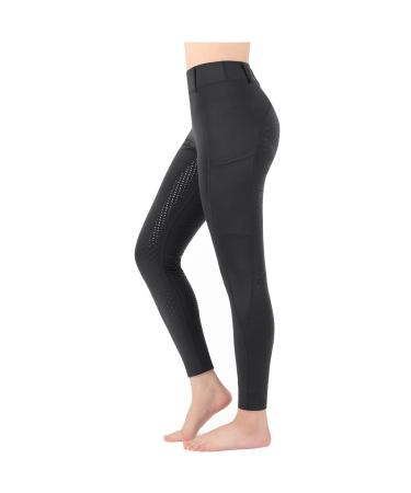 Women Riding Tights Pockets,Women Training Breeches Pants with Silicone Grip Black Small