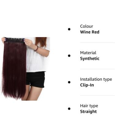 S-noilite 26 Wine Red Clip in Hair Extensions - Long Straight Half Full Head Extension - Buy Online on GoSupps.com
