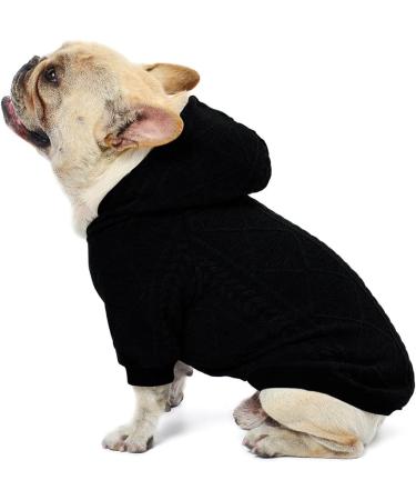 Meioro Black Dog Hoodie - Warm Sweater for Small & Medium Dogs | Stylish Winter Jacket for French Bulldogs - Buy Online on GoSupps.com