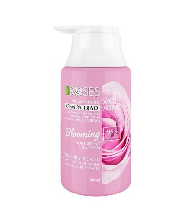 Nature of Agiva Agiva Rose Blooming Anti-Rimp Body Cream 96% Natural Moisturizing with Retinol Hyaluronic Acid Vitamin E and Rose Water 300 ml