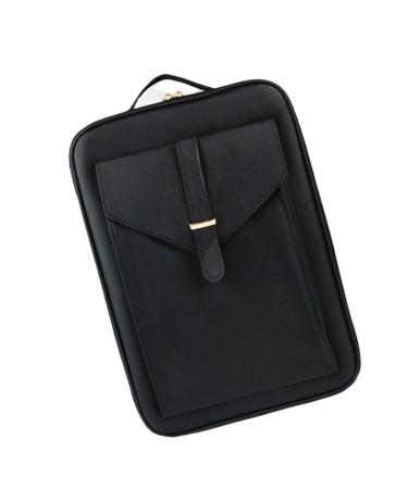 Organisateurs de coupe de cheveux en polyur thane avec plusieurs poches pour ciseaux peignes bouteilles et salon essentiel organisateur professionnel en cuir PU Noir