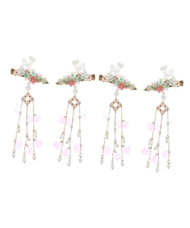 2 Pairs Butterfly Hair Clip Hair Barrettes for Girls Pearl Hair Pin Vintage Hair Clips Hair Barrettes for Women Tassel Hair Clips Headpiece for Women Alloy Hair Stick Metal Miss