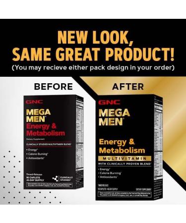 GNC Mega Men Energy & Metabolism Multivitamin | Increased Calorie Burning | 90 Count 90 Count (Pack of 1) - Buy Online on GoSupps.com