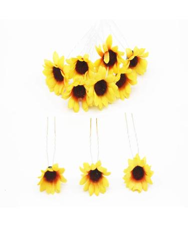 BinaryABC Sunflower Hair Pins Hair Clips for Bridal Wedding Party  Bridesmaids  Proms (10Pcs) (Yellow)