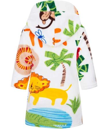 XINNE Boys Girls Soft Bathrobe - Cute Pattern Flannel Hoodie Pajamas Sleepwear for Toddler Baby - Zoo Design 110 - Buy Online on GoSupps.com
