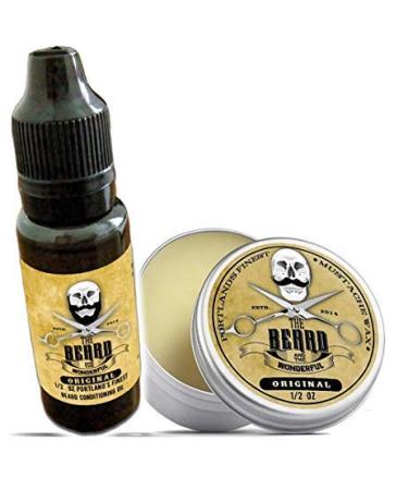 Premium Mustache Wax & Beard Oil Portland Set Mustache Wax (15ml Canned) & Conditioner Beard Oil (15ml) Money Saving Set The Beard And The Wonderful