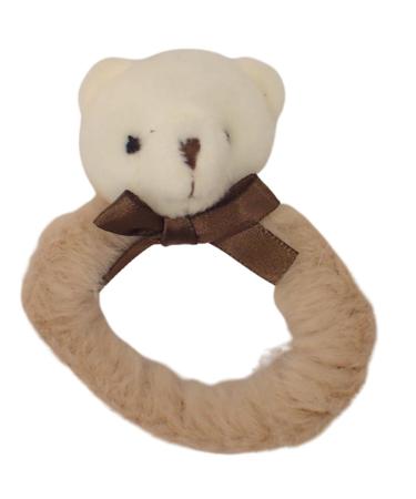 Topkids Accessories Fluffy Teddy Bear Faux Fur Scrunchie Scrunchie for Thick & Thin Hair for Women & Girls Pretty Kids Hair Hair Tie Hair Bobbles Fluffy Bear Scrunchies (Brown Bear)