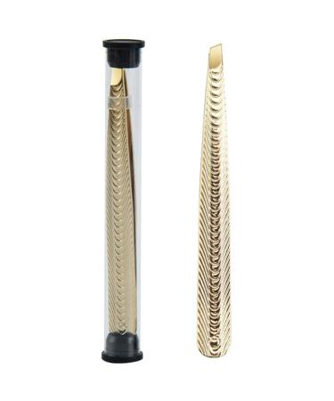 Desikixudy Eyebrow Tools Stainless Steel Plucking Eyebrow Tweezers Slanted Eyebrow Clip Eyebrow Shaping Gold