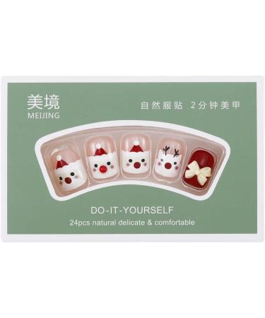 Christmas False Nails Snow Press on Nails - Antler Red Fake Nails 24pcs for Women and Girls - Buy Online on GoSupps.com