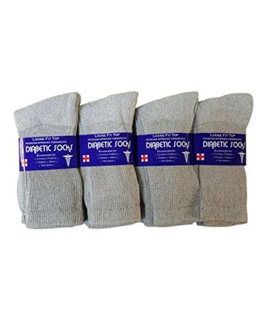 Personal Touch Diabetic Socks Men's & Women Crew Style Physicians Approved Socks 9 Pairs (10-13 Gray)