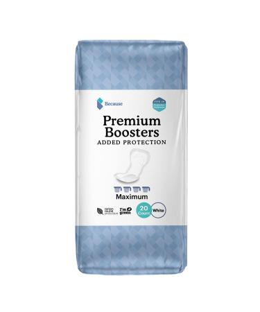 Because Premium Incontinence Boosters  Add Extra Absorbency to Adult Diapers  Super Absorbent, Soft, Contoured Fit  Unisex  20 Boosters
