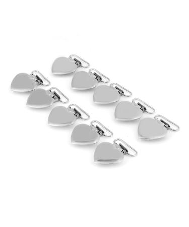 10pcs Heart Shaped Metal Inserts Pacifier Holder Suspender Clips for DIY