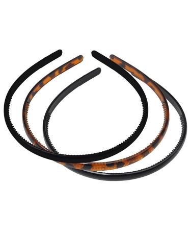 6 Pack Plastic Headbands - Slip-resistant Multi-Color for Men & Women | Face Washing Makeup & Sports | Black Coffee Leopard & Rubber Options - Buy Online on GoSupps.com