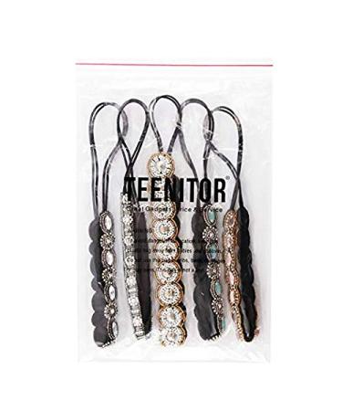 Teenitor Rhinestone Beaded Elastic Headband - Set of 5 Handmade Crystal Hairbands for Women and Girls - Buy Online on GoSupps.com