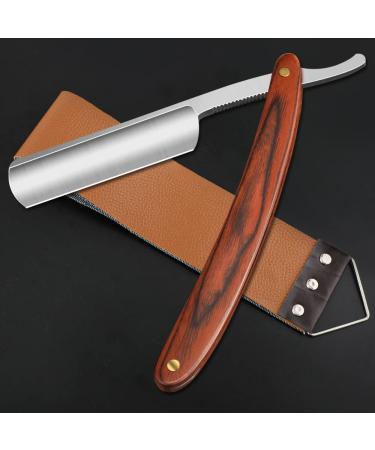 Straight Razor with Strope - Professional Straight Edge Barber Razor Premium Stainless Steel Shaver Razor with Shaving Strop for Men Home & Salon Grooming Using (NO.147)