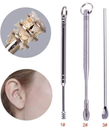 3pcs Stainless Steel Ear Pick Wax Remover Cleaner Set with Key Chain - Earwax Clean Tool - Buy Online on GoSupps.com