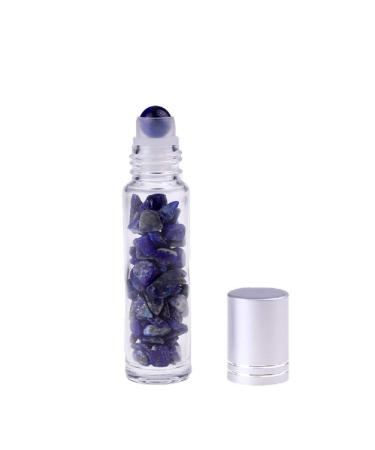 Natural Gemstone Essential Oil Roller Bottles - 10ml Clear Glass Roll-ons with Healing Crystal Roller Balls & Chips - 10pcs Set - Buy Online on GoSupps.com