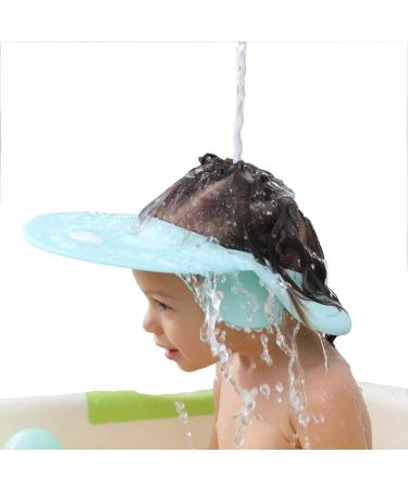 Baby shower cap children shampoo visor toddler bath shield hat kids Washing head Hair rinser Prevents Water from Pooling in Face for To protect the eyes and ears (blue)