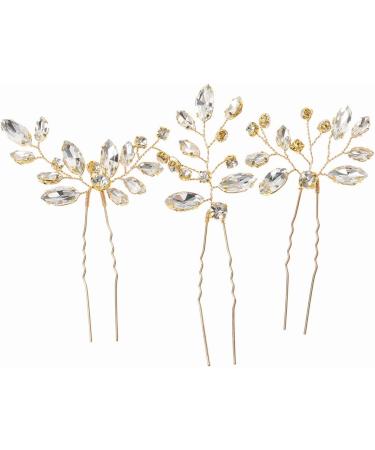 Cubahop Bride Wedding Hair Pins Crystal Bridal Hair Pieces Wedding Hair Accessories Bridal Hair Clips for Women and Girls (Gold) - Buy Online on GoSupps.com