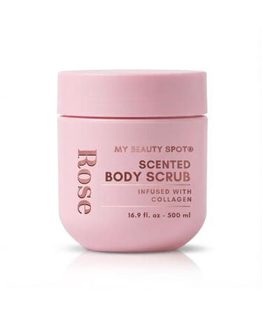 My Beauty Spot Scented Body Scrub for Women - Rose Scented Body Scrub Natural Exfoliating Body Scrub Skin Exfoliator Infused with Collagen Romoves Dead Skin From Body - Large 500 ml. 16.9 fl oz.