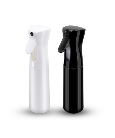 Tengyif 2 pieces of hair spray bottle permanent lever spray bottle refillable sprayer pressure sprayer 300 ml of hair water spray bottle (black and white)