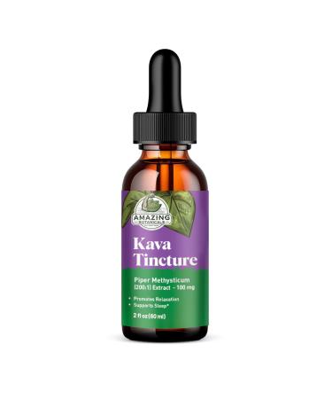 Premium Kava Kava Tincture - Herbal Supplement for Natural Calm & Relaxation - 70% Kavalactones Extract Tincture - High-Potency Blend - 100MG per Serving - 2 FL oz/60ml