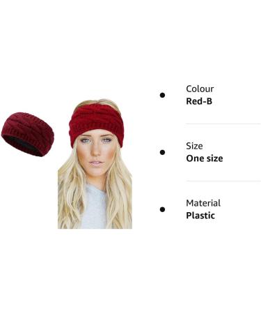 Winter Knitted Headband - Women's Chunky Crochet Ear Warmer Hair Band in Red UK - Buy Online on GoSupps.com