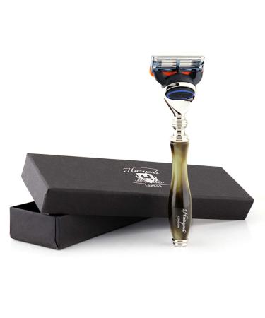 Haryali London 5 Edge Shaver with Synthetic Horn Handle for Beard and Mustache Safety Razor for Men