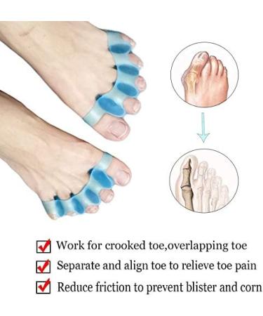 Bunion Relief Toe Separators & Stretcher - 4pc Gel Spacer Set for Yoga, Walking, Dancing - Men & Women (Blue) - Buy Online on GoSupps.com