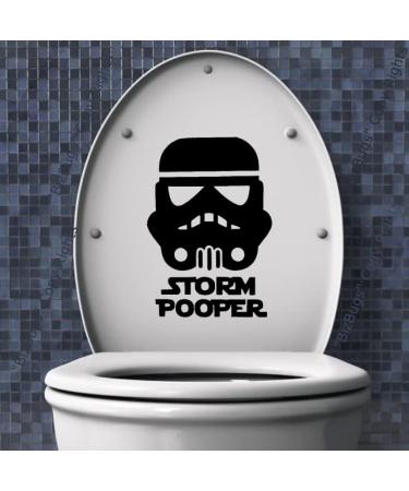 Star Wars Inspired Parody Storm Pooper Vinyl Decal for Toilet Seat Cover 8" x 6" Black.