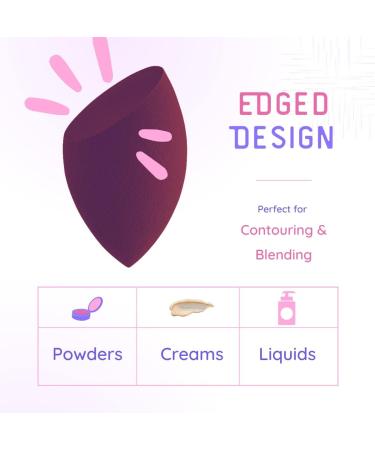 3 Pack HDR Beauty Blender Makeup Sponges - Edged Design, Fine Pore Sizes, Latex Free, for Powders, Creams, Foundation - Pink, Orange, Burgundy - Buy Online on GoSupps.com