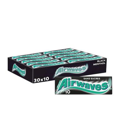 AIRWAVES - Chewing-gum Black Menthol sans sucres - Grand format contenant 30 paquets de 10 drag es - 420g