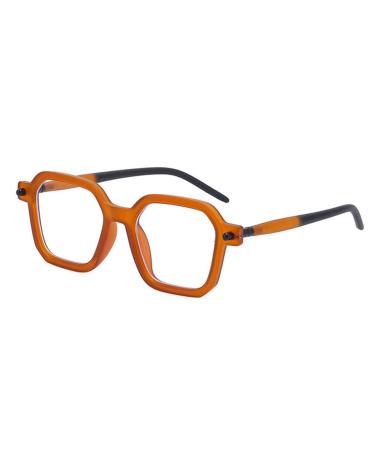 Aoolia ice cream geometric glasses feather hinge reading glasses visual aid optics glasses reading help for women men orange 2 dioptria