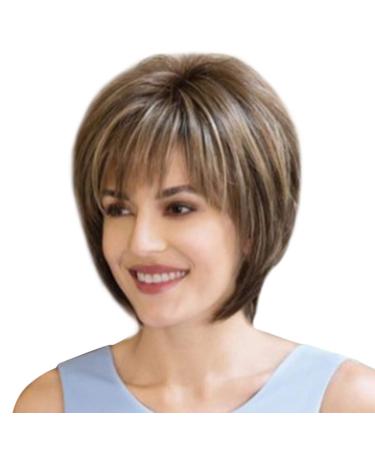 Wig Brown Black Women Short Synthetic Bob Short Hair Curly Wavy Human Cosplay Head Anime Party 80s