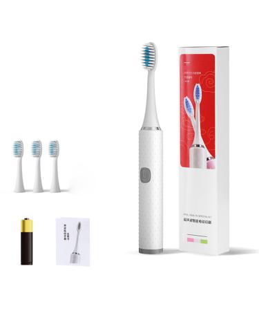 Electric Toothbrush Soft Bristle Waterproof Whitening Automatic Toothbrush for Adults Children (White (Battery))