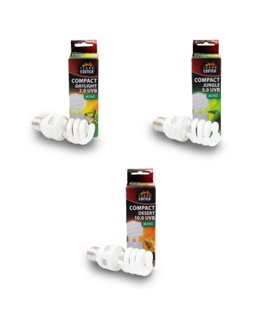 Terra exotica compact mini UVB 13 watt full spectrum daylight lamp - selection between 2.0 5.0 and 10.0 UVB lamps for your terrarium (Jungle 5.0 UVB)