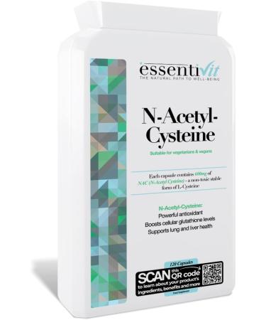 essentiVit N-Acetyl Cysteine (NAC) 600mg - 120 Vegan Capsules | High Grade NAC UK Supplement - Buy Online on GoSupps.com