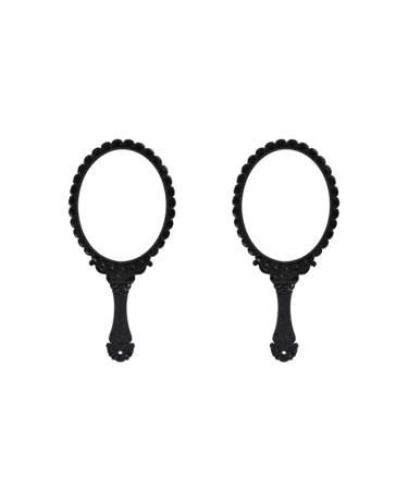Beaupretty Hand Mirror Vintage Makeup Mirror Vintage Handheld Mirror Portable Cosmetic Mirror Handheld Barber Mirror for Salon Travel 2pcs(Black) Pocket Mirror Portable Mirror