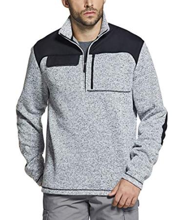 CQR Men's Thermal Fleece Half Zip Pullover, Winter Outdoor Warm Sweater, Lightweight Long Sleeve Sweatshirt Half Zip Sweater Fleece Heather Grey Large