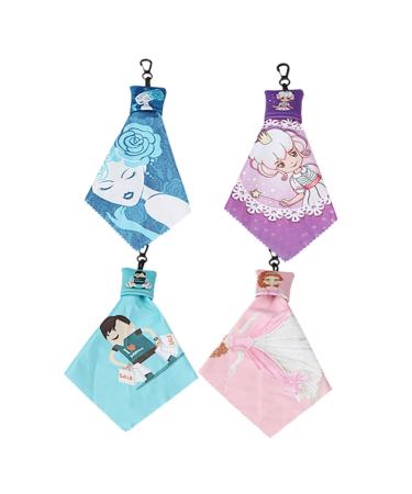 4pcs Keychain Glasses Cloth Mobile Wiper Glasses Cleaner Lens Cleaner Wipes Portable Glasses Cloth Wipes Cloth Lens Cleaning Cloth Phone Screen Wipe Cleaning Cloths Screen Cleaning