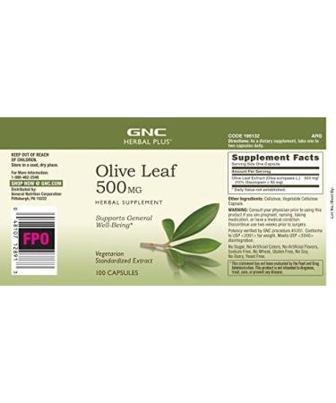 GNC Herbal Plus Olive Leaf 500 mg - Immune Support Supplement - Buy Online on GoSupps.com