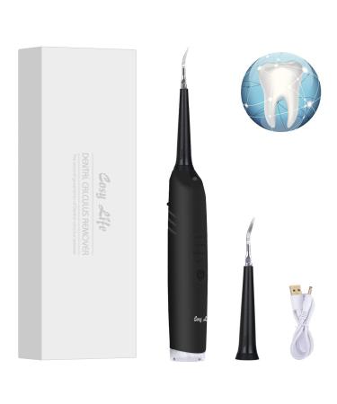Electric Dental Calculus Remover, Plaque Remover for Teeth Tartar Stain Remover, High Frequency Sonic Tooth Cleaner Scraper Teeth Cleaning Kit with LED Light USB Rechargeable 3 Adjustable Modes Black