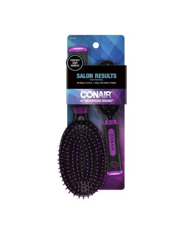 Conair Nylon Bristle Oval Cushion Hair Brush 2-Piece Set with Rubber-Grip Handles - Travel & Full-Sized Brushes - Buy Online on GoSupps.com