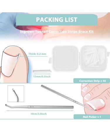 KINDOYO Correction Ingrown Toenails Set - 40 Pieces Painless Toenail Smoothing Strips with Toenail Lifter - Simple Tool Set for Ingrown Toenails - Buy Online on GoSupps.com