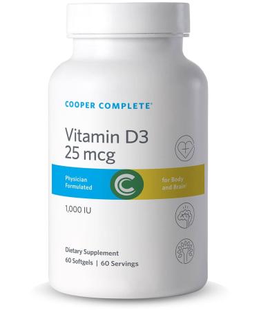 Cooper Complete - Vitamin D3 25 mcg (1000 IU) - Easy to Digest - 60 Softgels Pack of 1