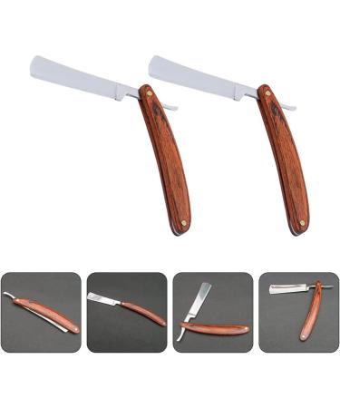 2PC Vintage Folding Straight Shaver - Manual Barber Razor with Wooden Handle for Classic Shaving - Buy Online on GoSupps.com