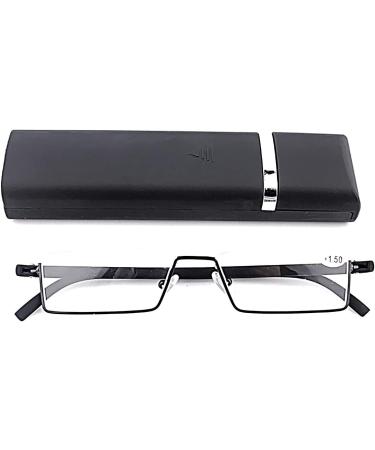 Men's Half Frame Computer Reading Glasses 2.25 - 2 Pack with Case | Black Half Rim Readers with Pouch - Buy Online on GoSupps.com