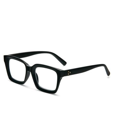 MMOWW Oversized Reading Glasses for Women - Anti Blue Light Glasses with Square Frame (Black 1.0) Black 1.0 x