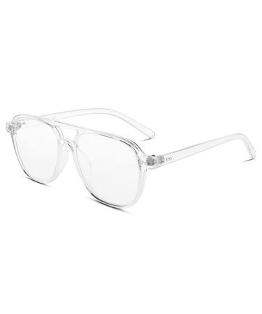 FEISEDY Retro 70s Blue Light Filter Glasses Women Men No Prescription Blue Light Blocking Computer Glasses B2387 Transparent - Buy Online on GoSupps.com