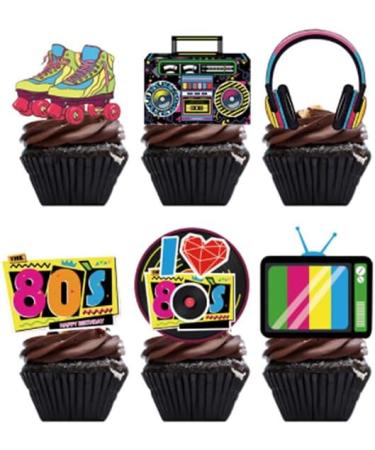 Dusenly 48pcs 1980 80's Retro Party Themed Cupcake Toppers I Love The 80s Cake Decorations 80s Party Birthday Celebrations - Buy Online on GoSupps.com